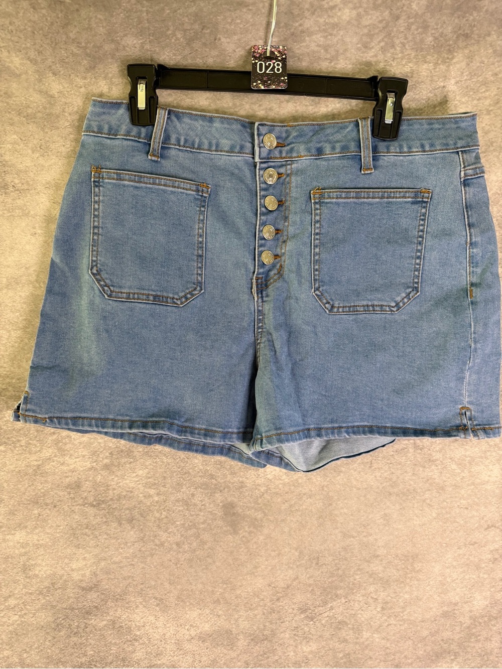 Button-Front Light Blue Denim Jean Shorts